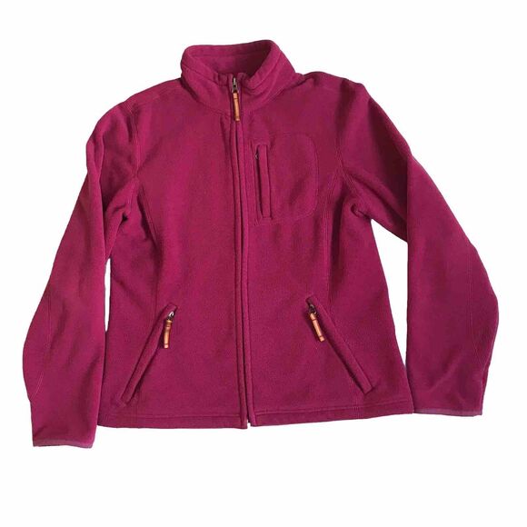 Vintage Eddie Bauer Fleece Jacket Full Zip Women Medium Sweater Pink Zip Pockets - Picture 1 of 10